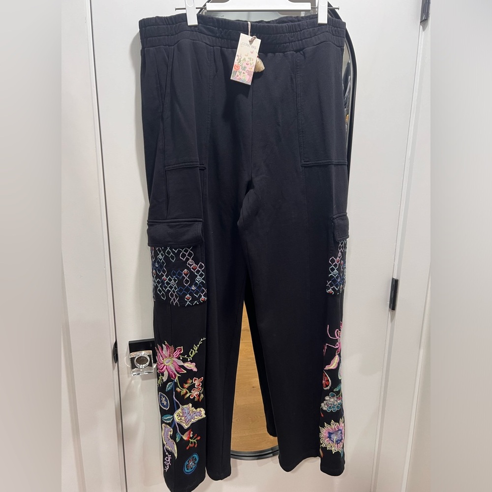 Johnny Was NWT PACIFICA WIDE LEG FRENCH TERRY CARGO Pant size XL